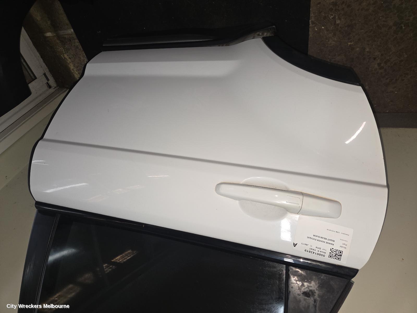 LAND ROVER RANGEROVER EVOQUE RIGHT REAR DOOR, L538, 11/2011 - 01/2019