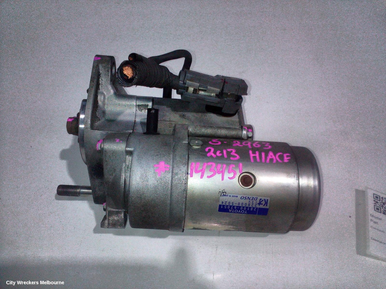 TOYOTA HIACE STARTER, DIESEL, 3.0, 1KD-FTV, TURBO, AUTO T/M TYPE, KDH, 09/2006 - 04/2019