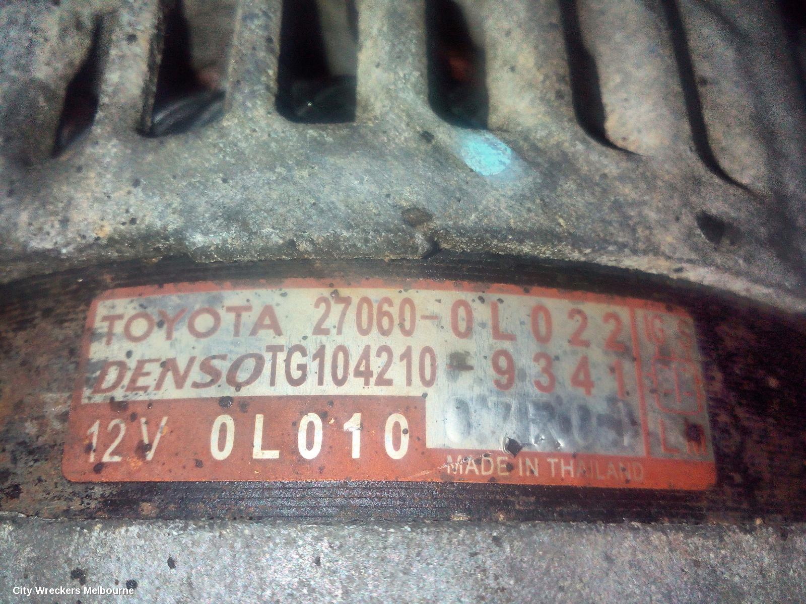 TOYOTA HIACE ALTERNATOR, DIESEL, 3.0, 1KD-FTV, TURBO, KDH, 09/2006 - 04/2019