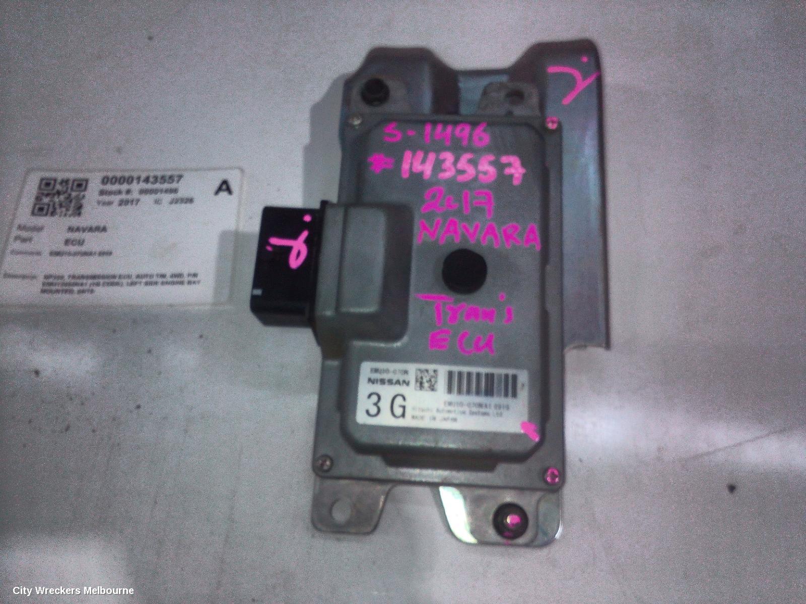 NISSAN NAVARA ECU, NP300, TRANSMISSION ECU, AUTO T/M, 4WD, P/N EMU10050NA1 (1G CODE), LEFT SIDE ENGINE BAY MOUNTED, 04/2015 ONWARDS