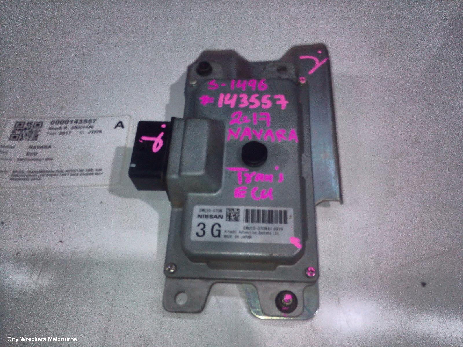 NISSAN NAVARA ECU, NP300, TRANSMISSION ECU, AUTO T/M, 4WD, P/N EMU10050NA1 (1G CODE), LEFT SIDE ENGINE BAY MOUNTED, 04/2015 ONWARDS