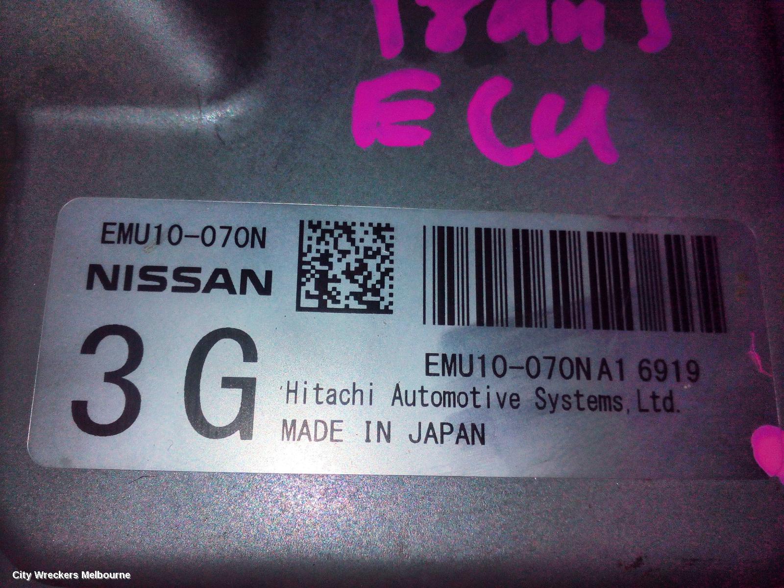 NISSAN NAVARA ECU, NP300, TRANSMISSION ECU, AUTO T/M, 4WD, P/N EMU10050NA1 (1G CODE), LEFT SIDE ENGINE BAY MOUNTED, 04/2015 ONWARDS