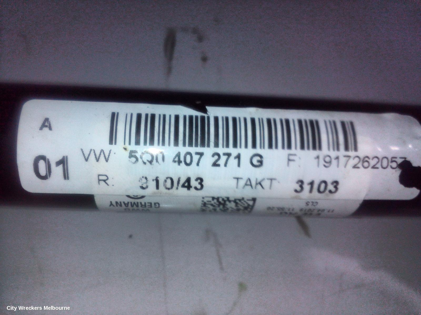 VOLKSWAGEN GOLF LEFT DRIVESHAFT, FRONT, AUTO T/M, PETROL, 1.4, TURBO, CHPA/CZDA CODE, GEN 7, 11/2012 - 08/2020