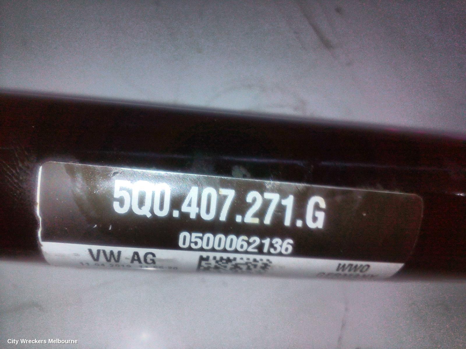 VOLKSWAGEN GOLF LEFT DRIVESHAFT, FRONT, AUTO T/M, PETROL, 1.4, TURBO, CHPA/CZDA CODE, GEN 7, 11/2012 - 08/2020