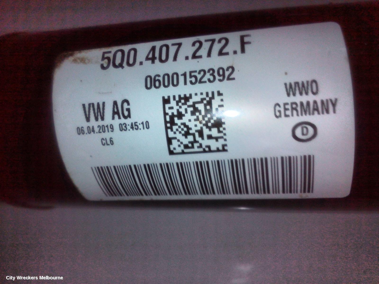 VOLKSWAGEN GOLF RIGHT DRIVESHAFT, FRONT, AUTO T/M, PETROL, 1.4, TURBO, CHPA/CZDA CODE, GEN 7, 11/2012 - 08/2020