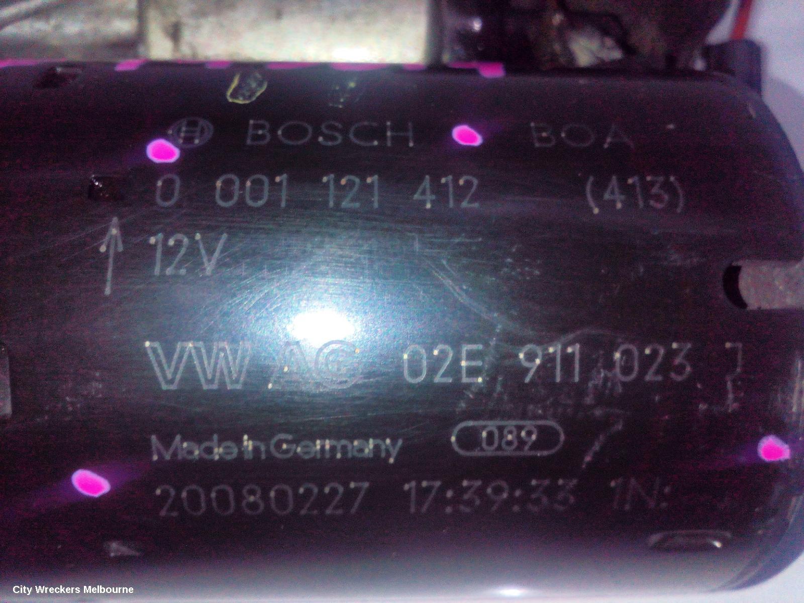 AUDI TT STARTER, PETROL, 2.0, BWA CODE, MANUAL T/M, BOSCH, 8J, 09/2006 - 08/2010
