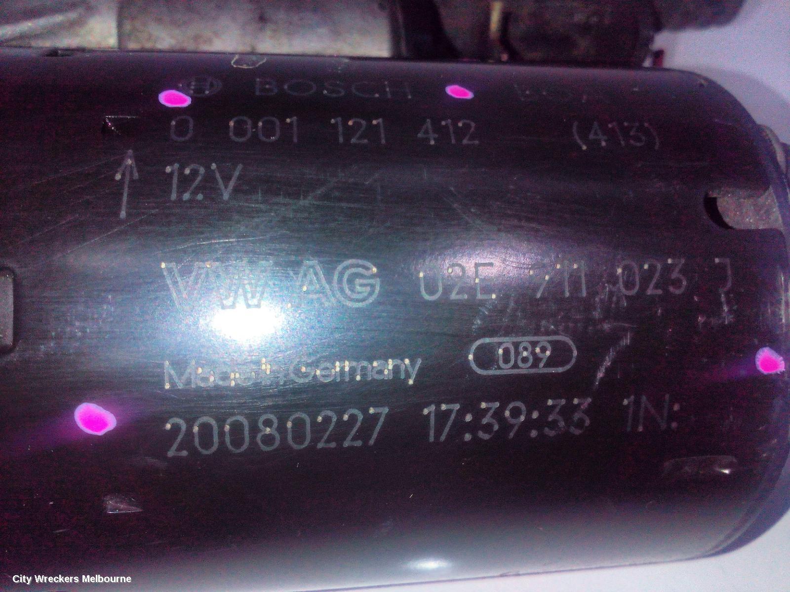 AUDI TT STARTER, PETROL, 2.0, BWA CODE, MANUAL T/M, BOSCH, 8J, 09/2006 - 08/2010