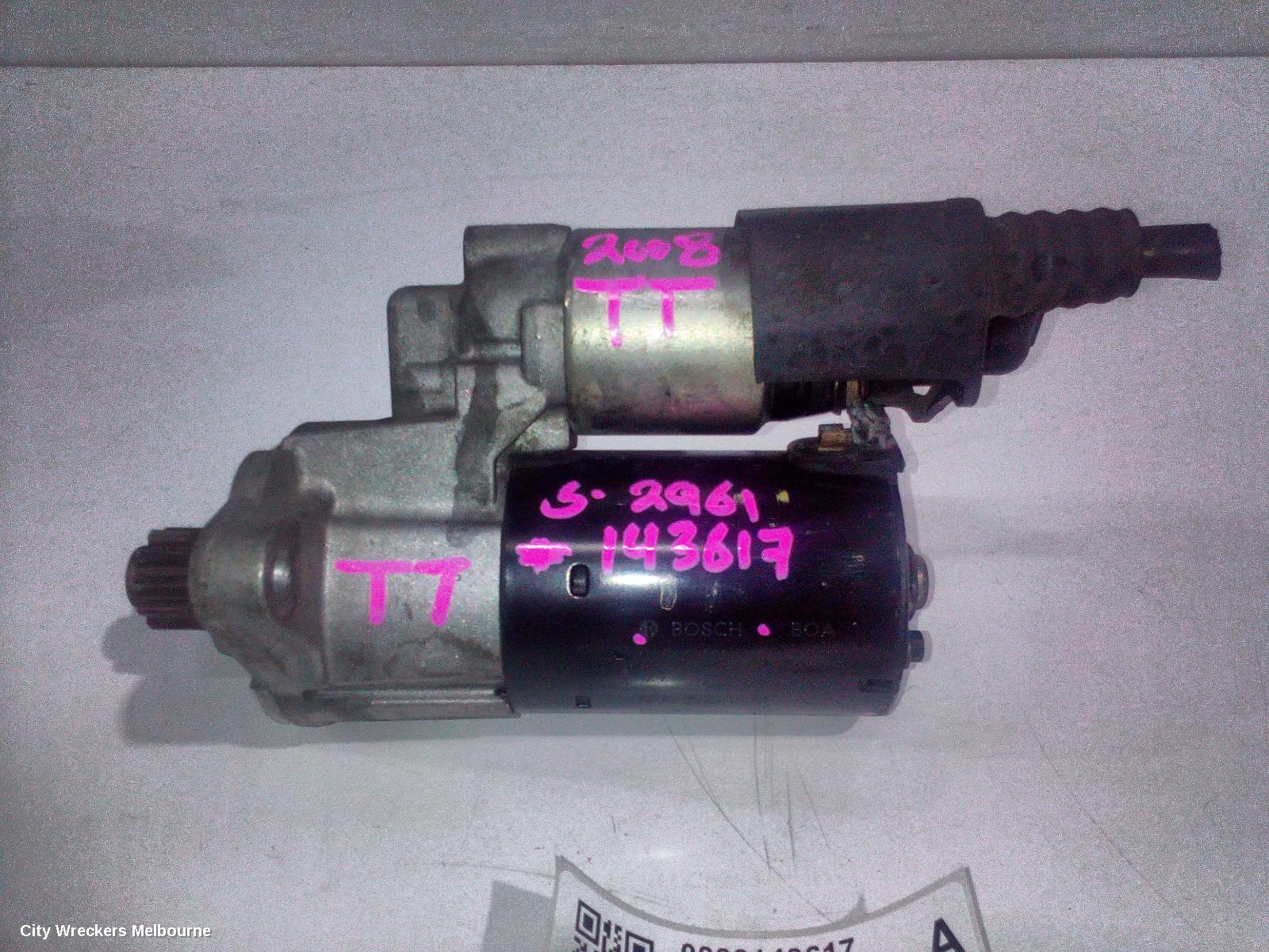 AUDI TT STARTER, PETROL, 2.0, BWA CODE, MANUAL T/M, BOSCH, 8J, 09/2006 - 08/2010