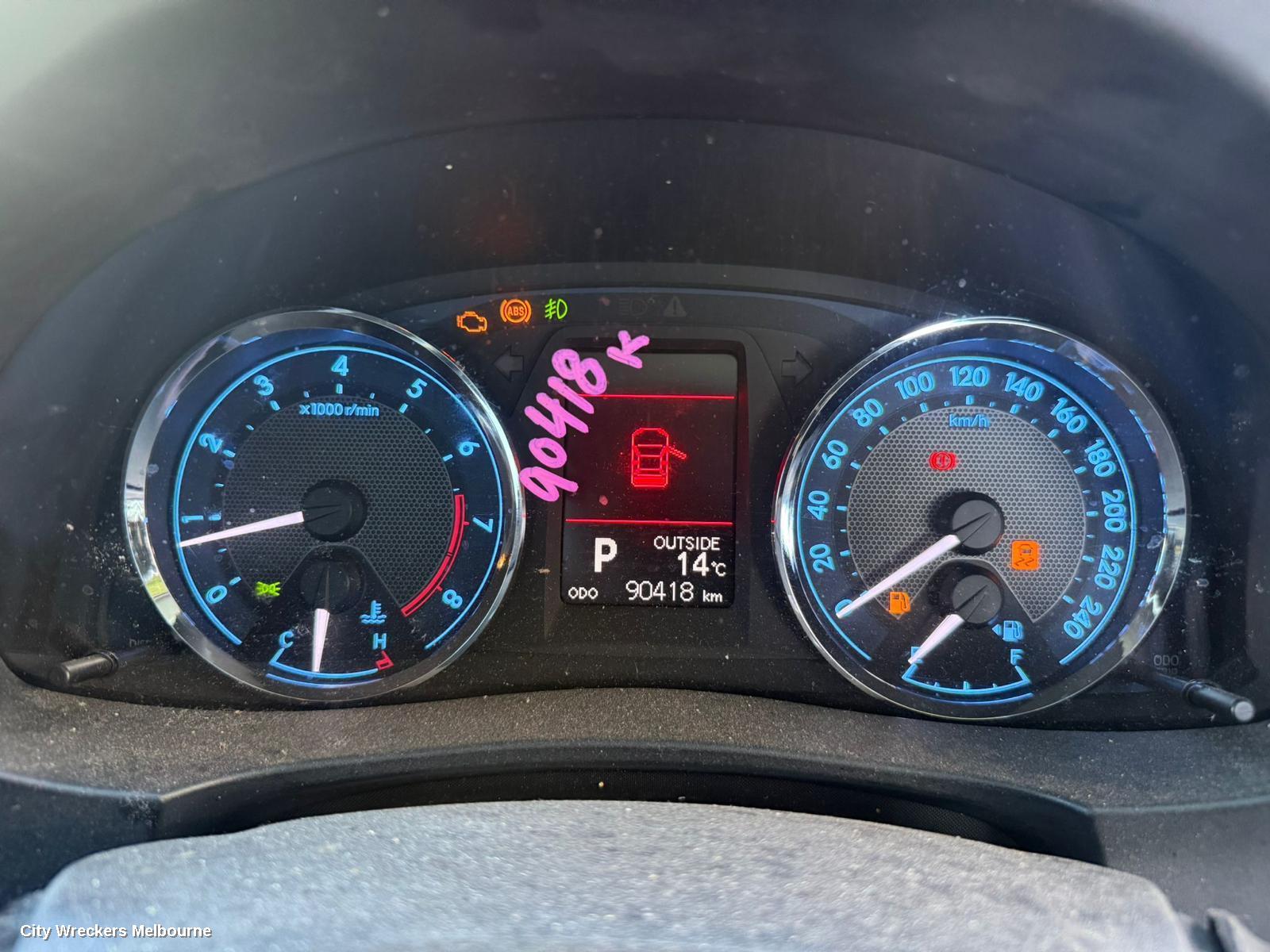 TOYOTA COROLLA INSTRUMENT CLUSTER, AUTO T/M, SX/ZR, ZRE172R, SEDAN, 12/2013 - 10/2016
