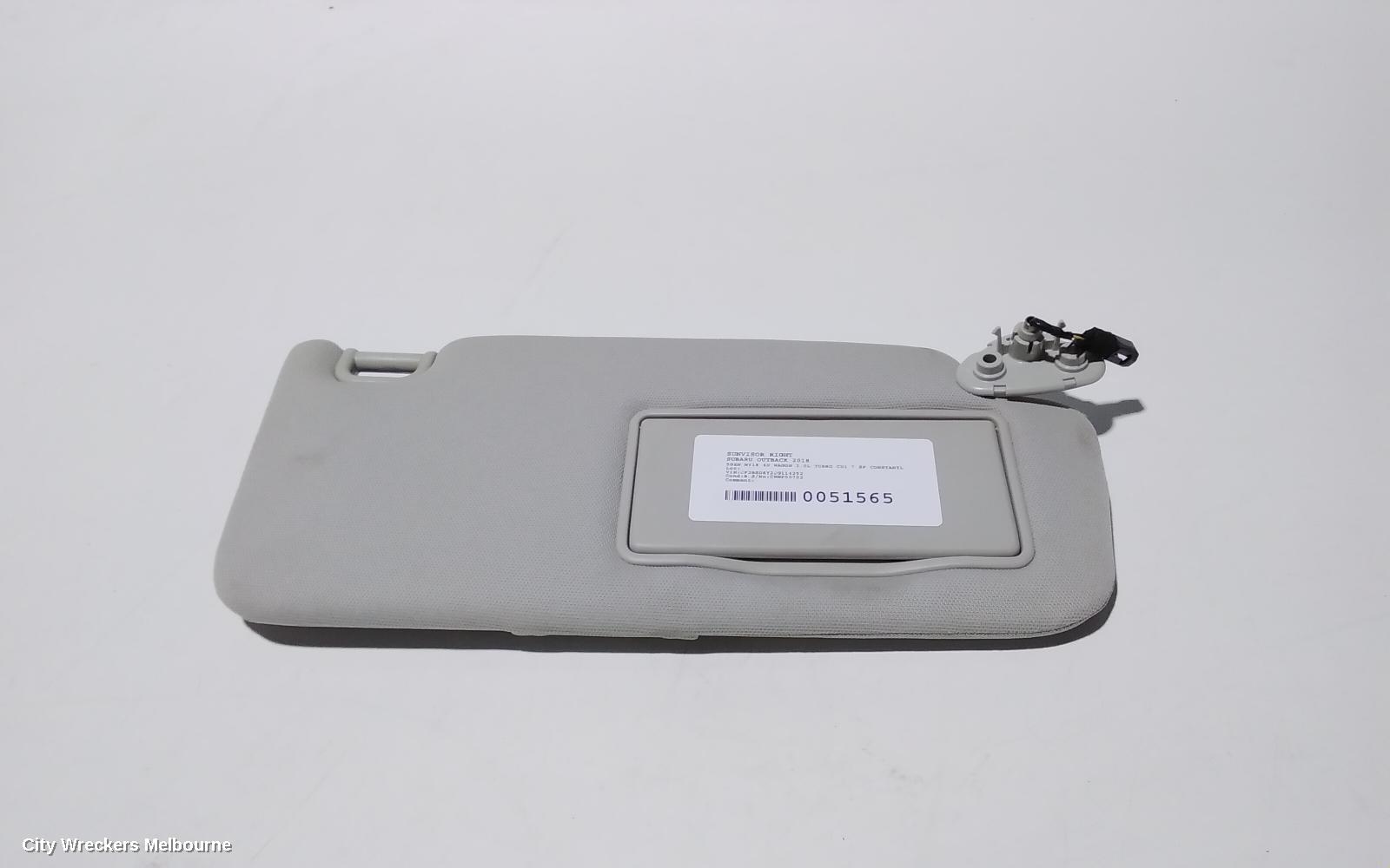 SUBARU OUTBACK SUNVISOR, 6TH GEN, RH SIDE, 08/2014 - 12/2020