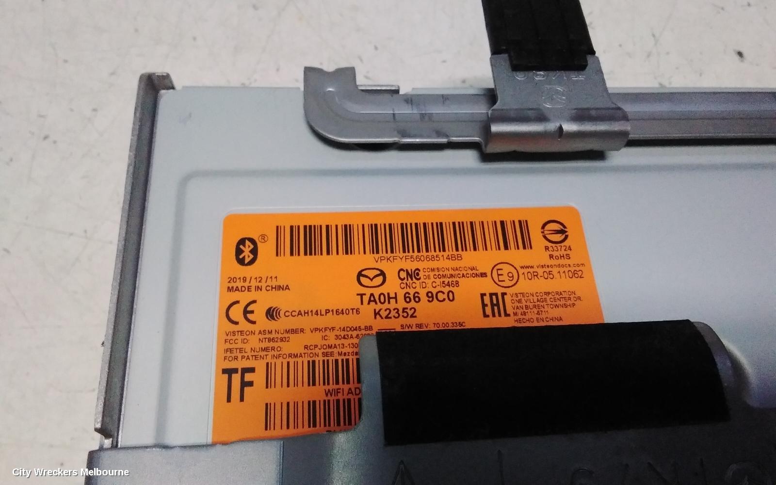 MAZDA CX9 RADIO/CD/DVD/SAT/TV, DISPLAY UNIT, 9IN TOUCHSCREEN, TC, 01/2020 - 12/2024