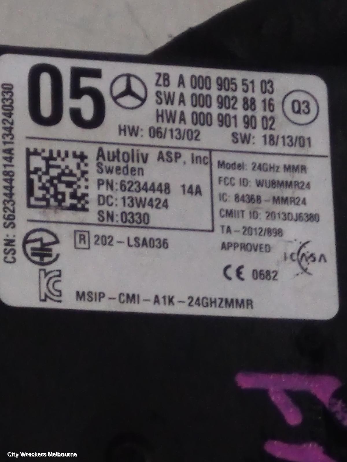 MERCEDES CLA CLASS REVERSE CAMERA, FRONT RADAR SENSOR (BEHIND GRILLE MOUNTED), C117, 09/2013 - 05/2014
