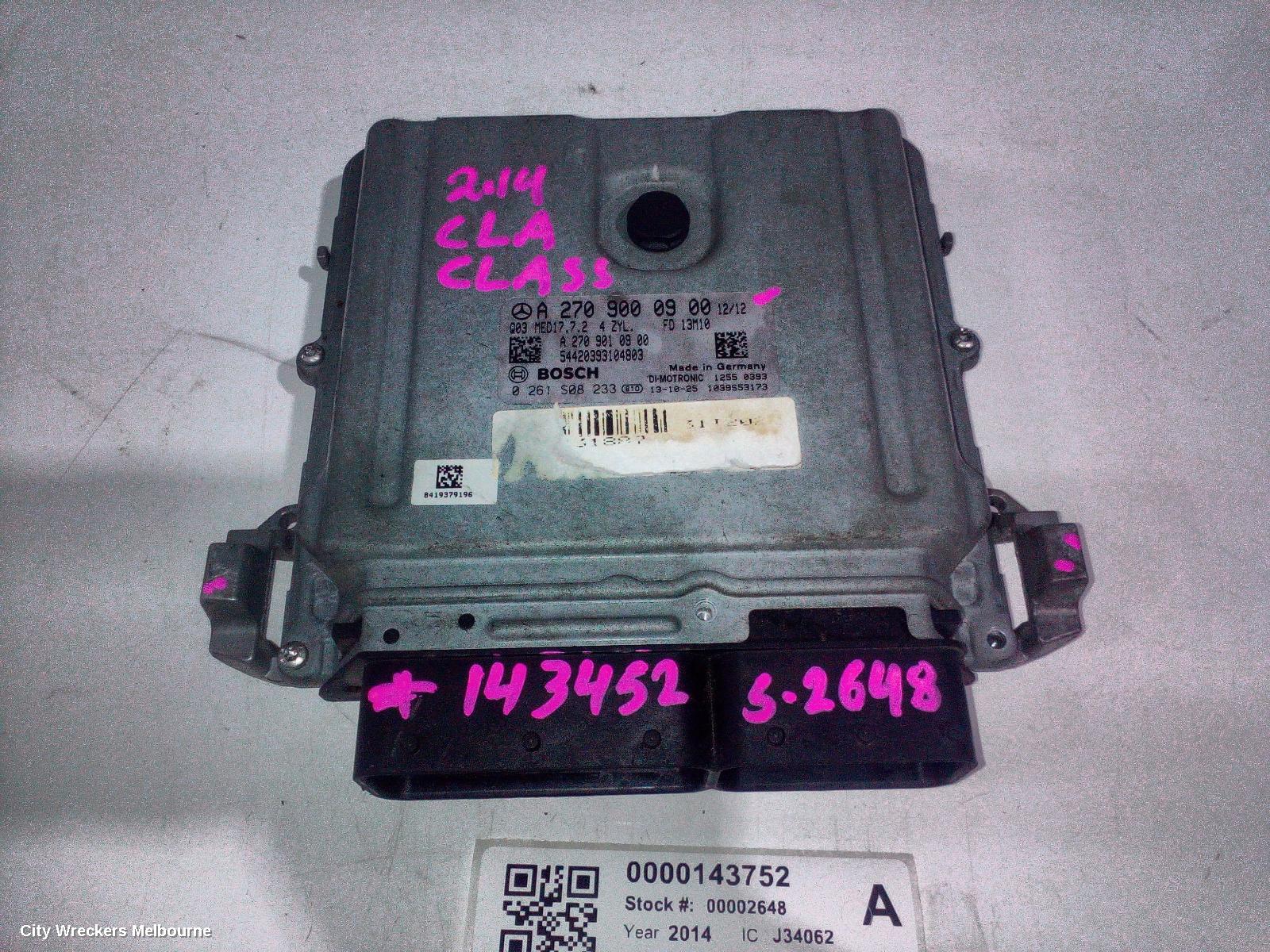 MERCEDES CLA CLASS ECU, ENGINE ECU, 1.6, PETROL, ECU ONLY, C117/X117, 09/2013 - 01/2019