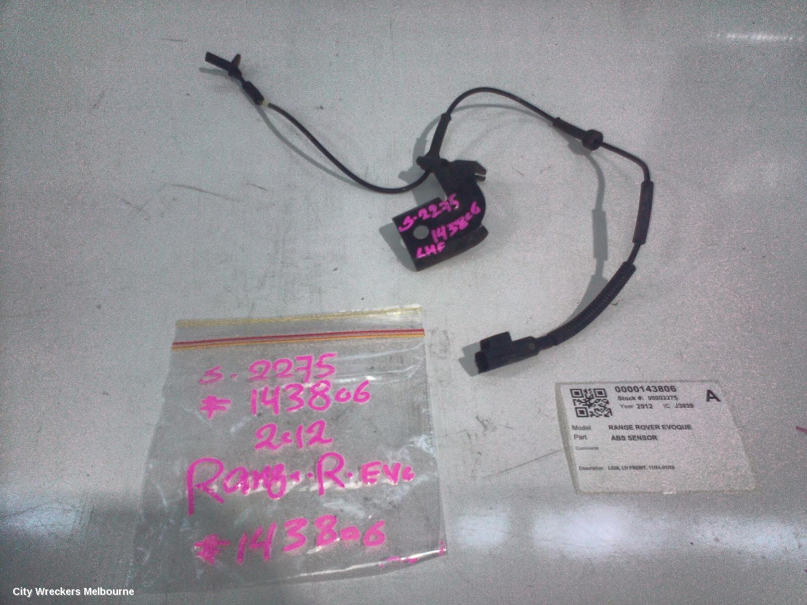 LAND ROVER RANGEROVER EVOQUE ABS SENSOR, L538, LH FRONT, 11/2011 - 01/2019