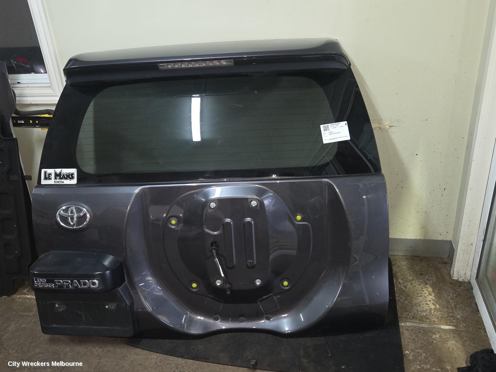 TOYOTA PRADO BOOTLID/TAILGATE, TAILGATE, WAGON, W/ SPARE WHEEL, W/ CAMERA TYPE, 150 SERIES, 08/2009 - 11/2023