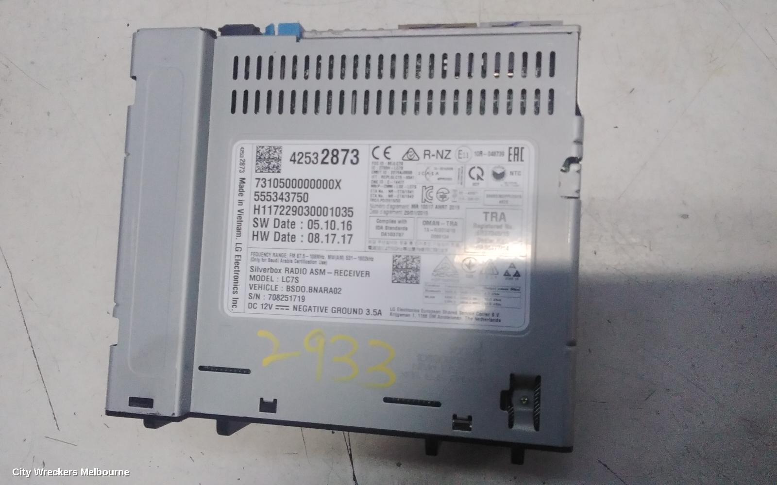 HOLDEN EQUINOX, EQ, 09/2017 - 12/2020, RADIO RECEIVER, P/N 42532873: 143982
