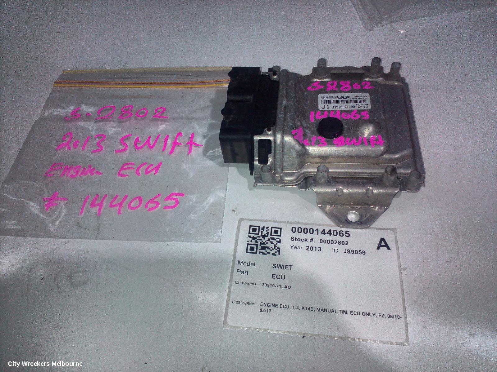 SUZUKI SWIFT ECU, ENGINE ECU, 1.4, K14B, MANUAL T/M, ECU ONLY, FZ, 08/2010 - 03/2017