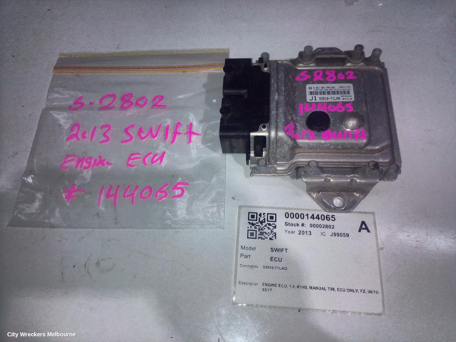 SUZUKI SWIFT ECU, ENGINE ECU, 1.4, K14B, MANUAL T/M, ECU ONLY, FZ, 08/2010 - 03/2017