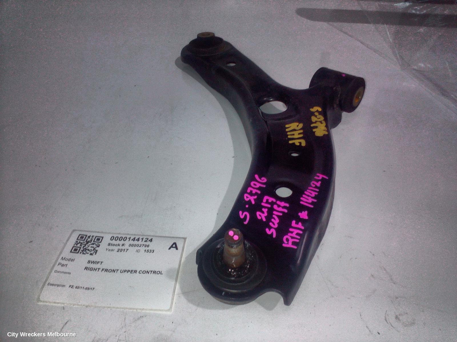 SUZUKI SWIFT RIGHT FRONT UPPER CONTROL ARM, FZ, 02/2011 - 03/2017