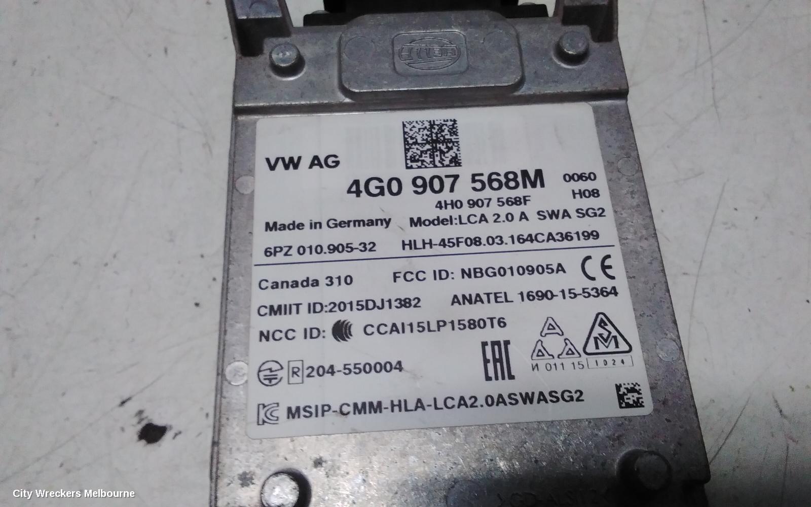 AUDI A6, C7/4G, 04/2011 - 06/2018, 4G0 907 568 M BLIND SPOT RADAR CONTROL MODULE   LHR: 144255