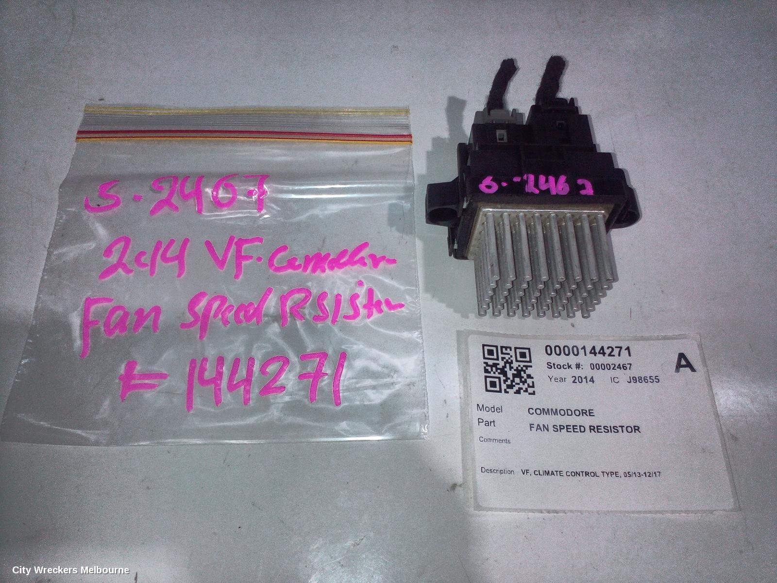 HOLDEN COMMODORE FAN SPEED RESISTOR, VF, CLIMATE CONTROL TYPE, 05/2013 - 12/2017