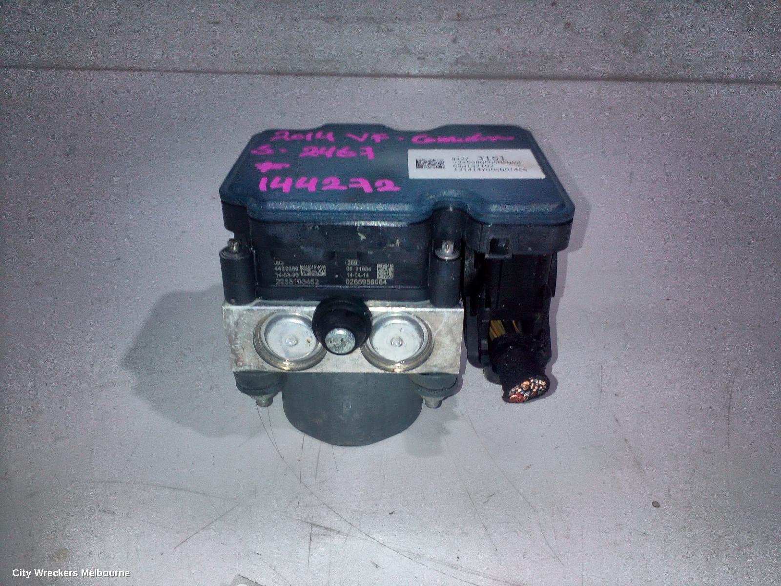 HOLDEN COMMODORE ABS PUMP/MODULATOR, VF, NON TRACTION CONTROL TYPE, 05/2013 - 12/2017