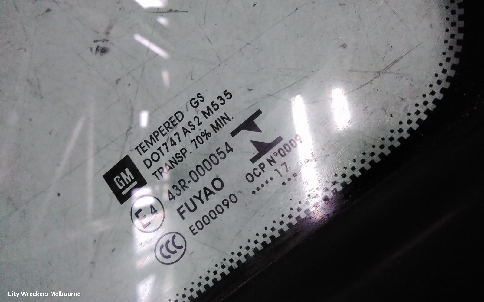 HOLDEN ASTRA LEFT REAR 1/4 DOOR GLASS, BK, 5DR HATCH, 09/2016 ONWARDS