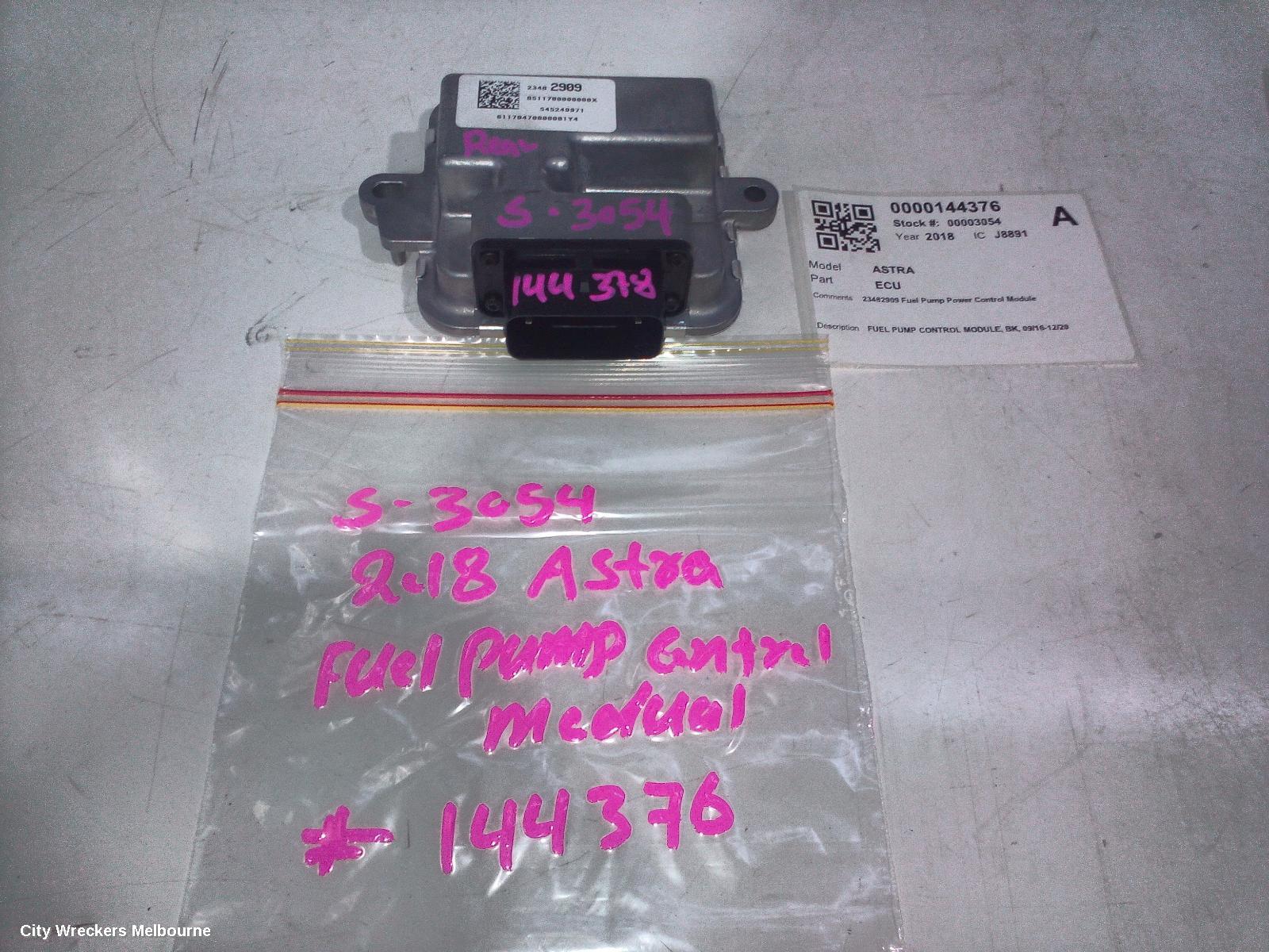 HOLDEN ASTRA ECU, FUEL PUMP CONTROL MODULE, BK, 09/2016 - 12/2020