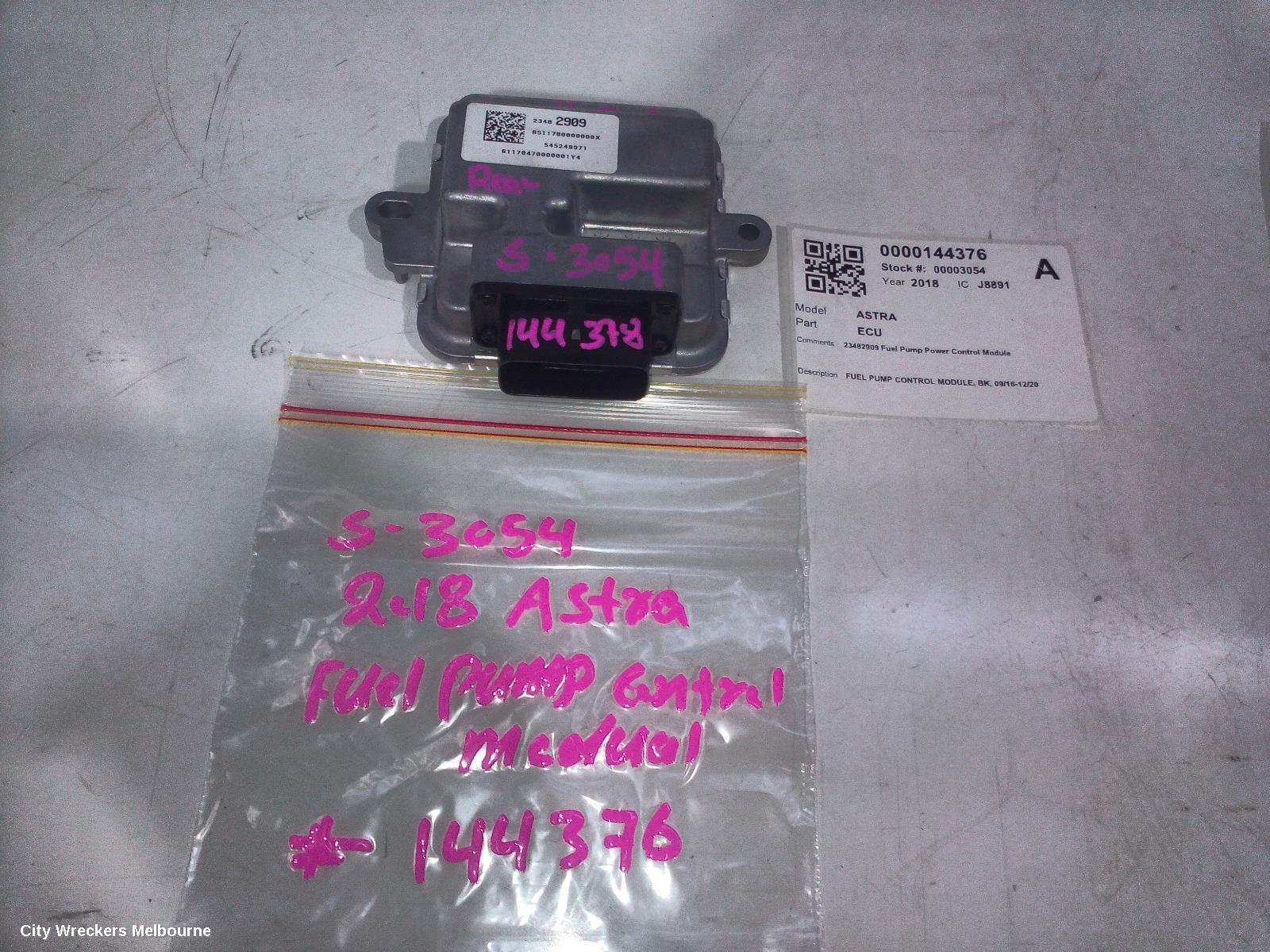 HOLDEN ASTRA ECU, FUEL PUMP CONTROL MODULE, BK, 09/2016 - 12/2020