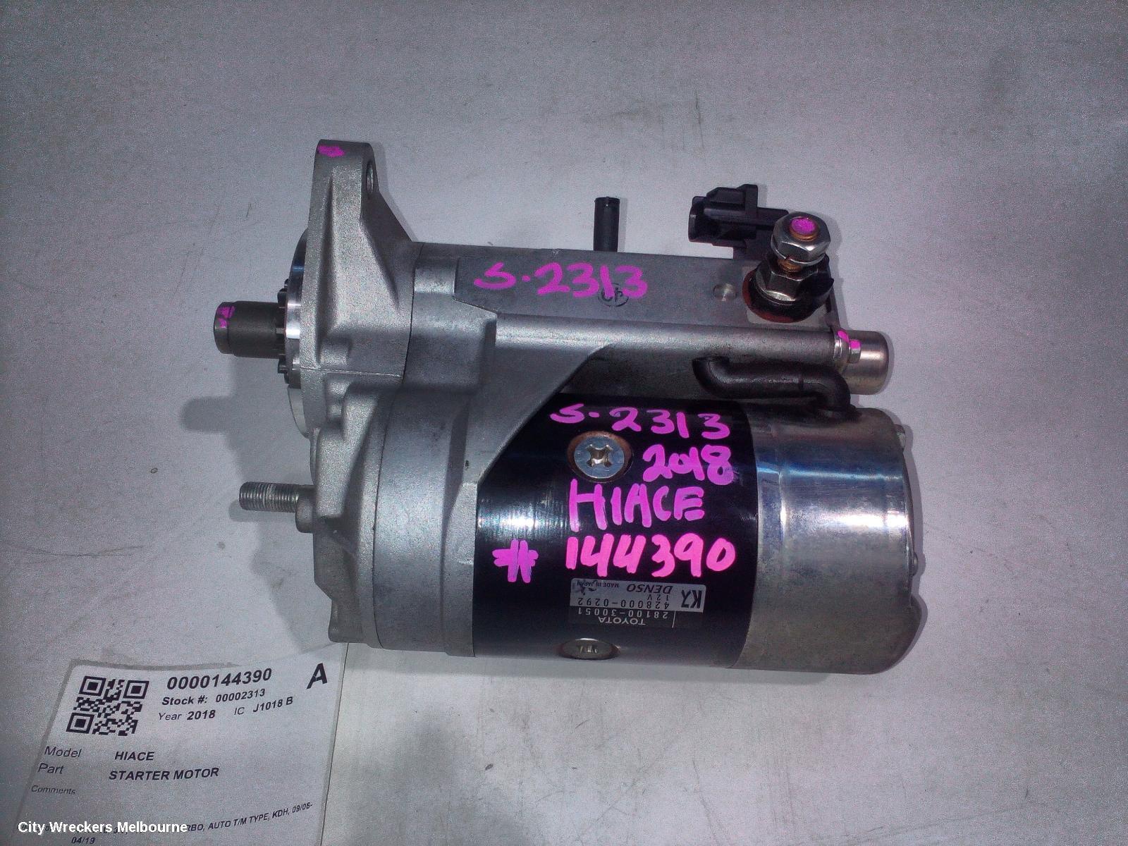 TOYOTA HIACE STARTER, DIESEL, 3.0, 1KD-FTV, TURBO, AUTO T/M TYPE, KDH, 09/2006 - 04/2019