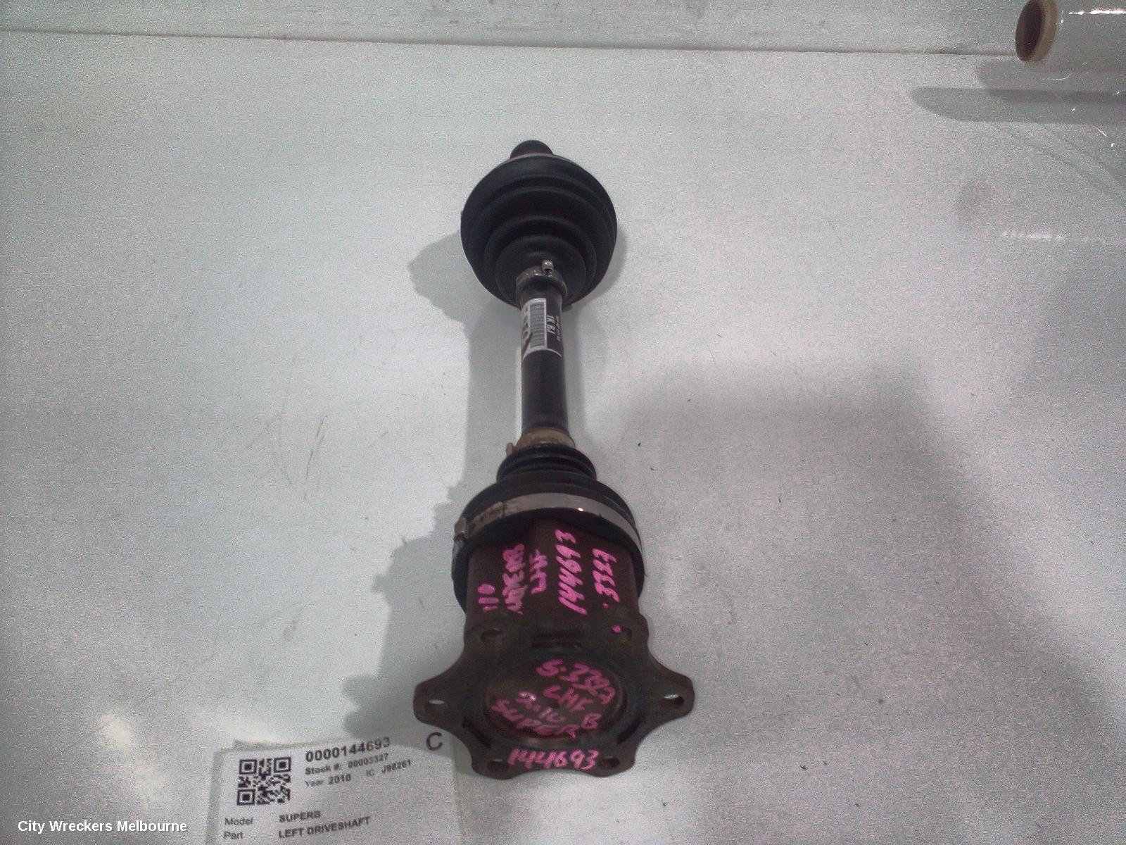 SKODA SUPERB LEFT DRIVESHAFT, FRONT, FWD, 3T, 03/2009 - 12/2015
