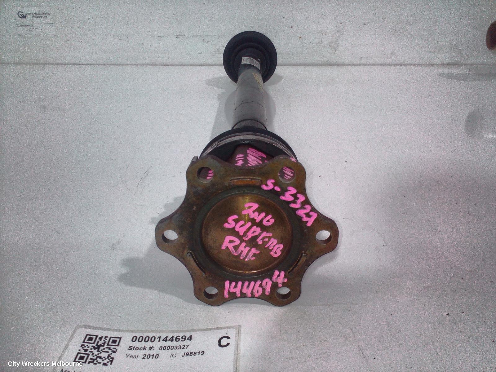 SKODA SUPERB RIGHT DRIVESHAFT, FRONT, FWD, 3T, 03/2009 - 12/2015