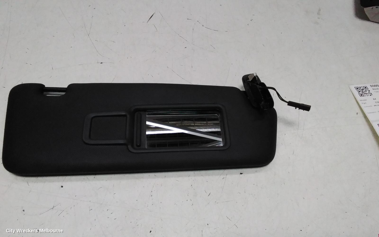 AUDI A4 SUNVISOR, B8 8K, RH SIDE, BLACK, 02/2008 - 01/2016
