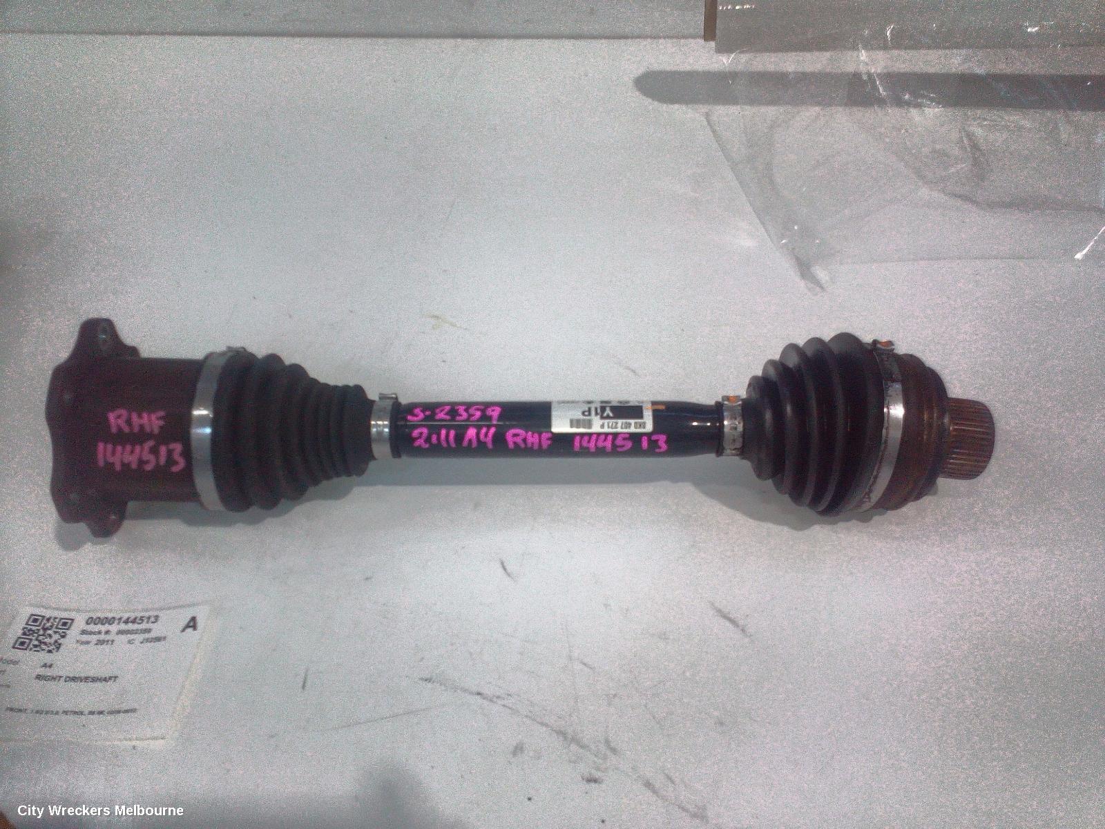 AUDI A4 RIGHT DRIVESHAFT, FRONT, 1.8/2.0/3.0, PETROL, B8 8K, 02/2008 - 06/2012