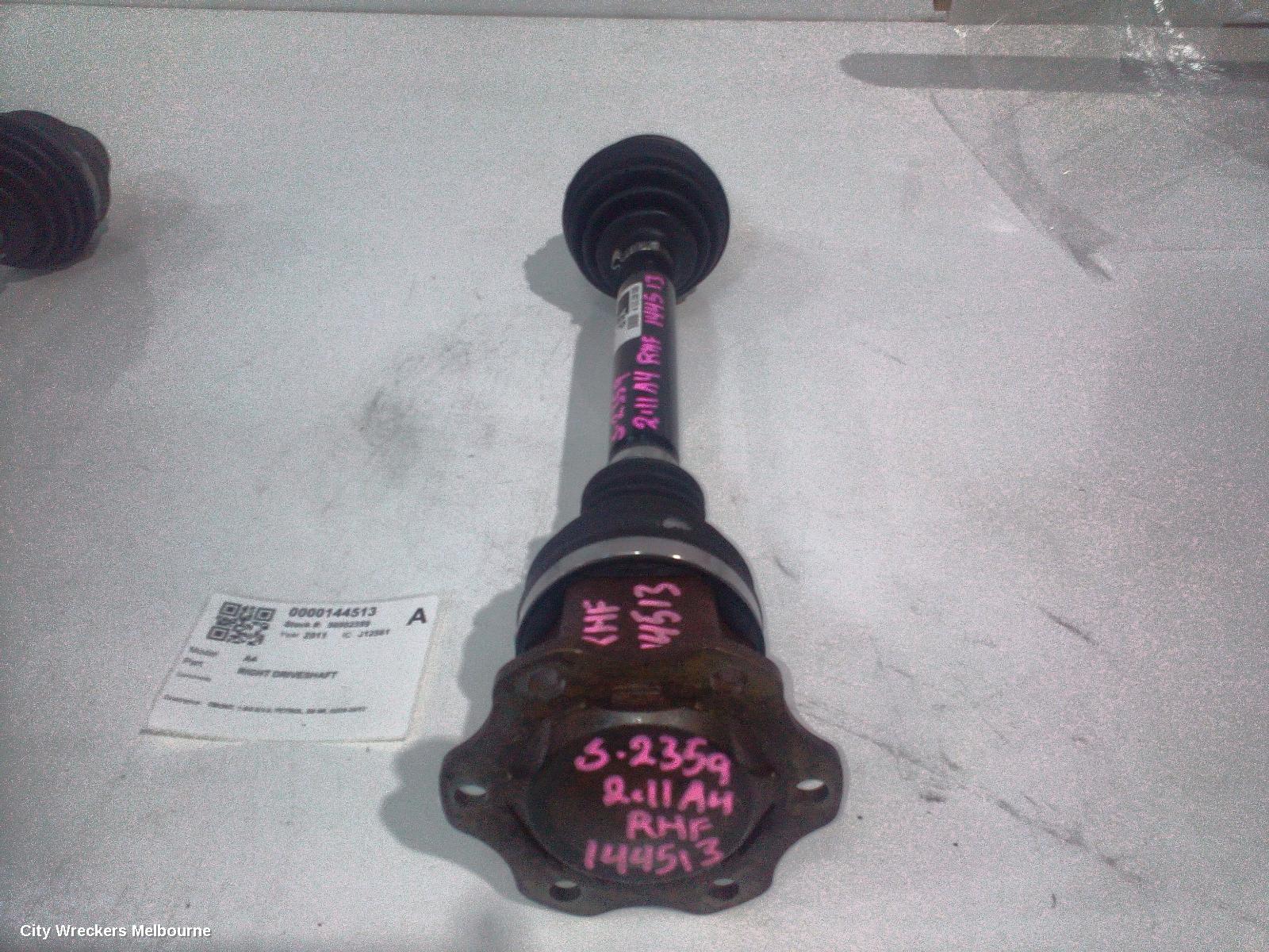 AUDI A4 RIGHT DRIVESHAFT, FRONT, 1.8/2.0/3.0, PETROL, B8 8K, 02/2008 - 06/2012