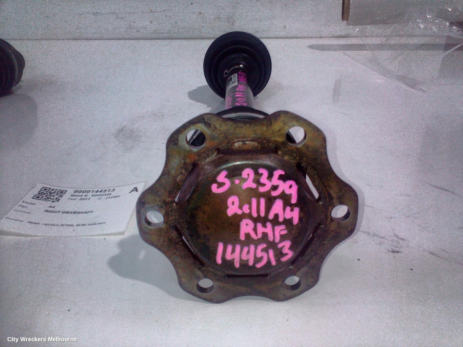 AUDI A4 RIGHT DRIVESHAFT, FRONT, 1.8/2.0/3.0, PETROL, B8 8K, 02/2008 - 06/2012