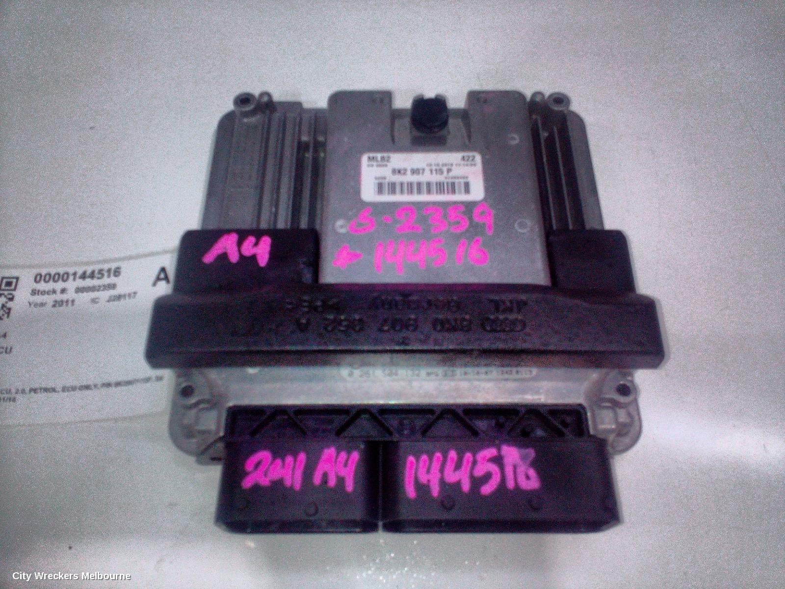 AUDI A4 ECU, ENGINE ECU, 2.0, PETROL, ECU ONLY, P/N 8K2907115P, B8 8K, 02/2008 - 01/2016