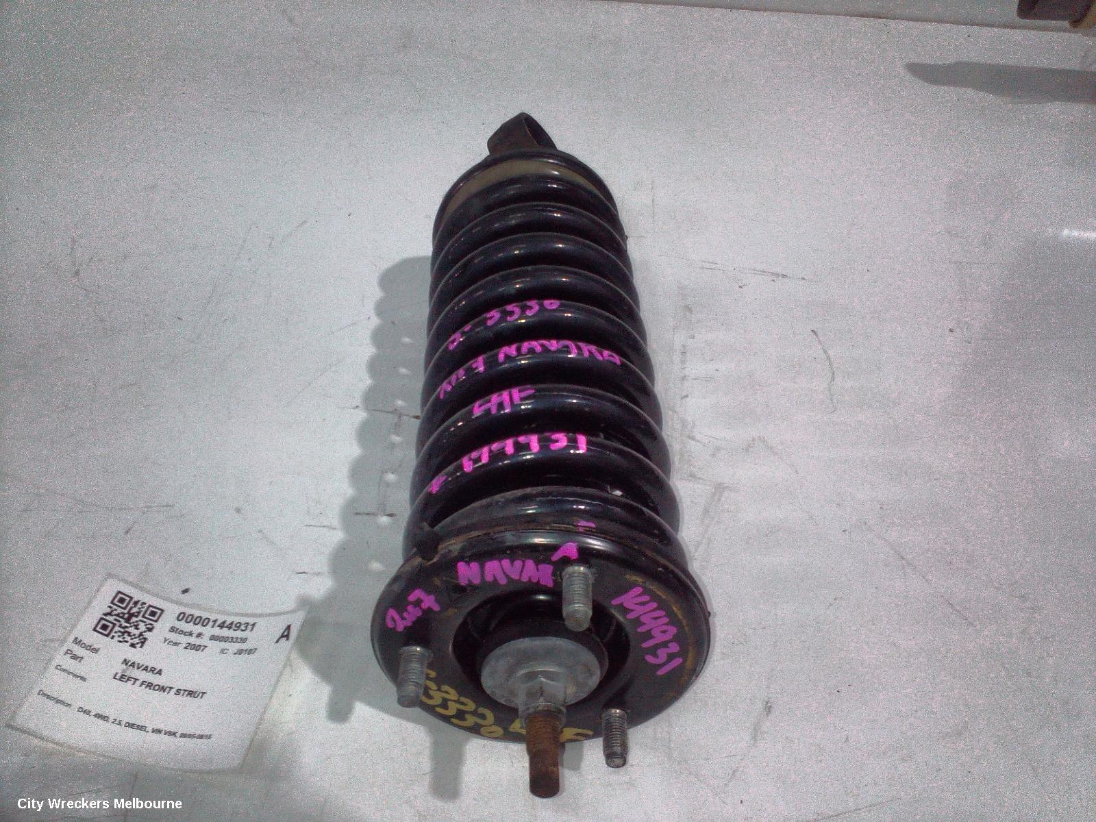 NISSAN NAVARA LEFT FRONT STRUT, D40, 4WD, 2.5, DIESEL, VIN VSK, 09/2005 - 08/2015