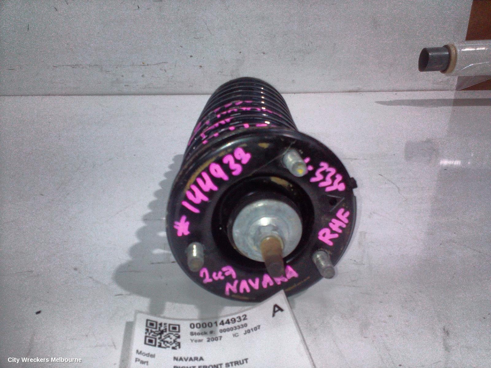 NISSAN NAVARA RIGHT FRONT STRUT, D40, 4WD, 2.5, DIESEL, VIN VSK, 09/2005 - 08/2015