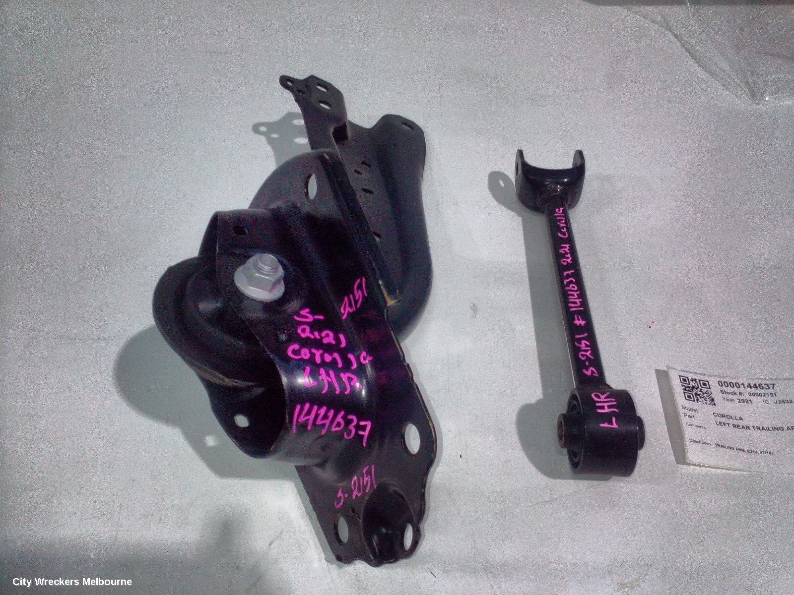 TOYOTA COROLLA LEFT REAR TRAILING ARM, TRAILING ARM, E210, 07/2018 ONWARDS