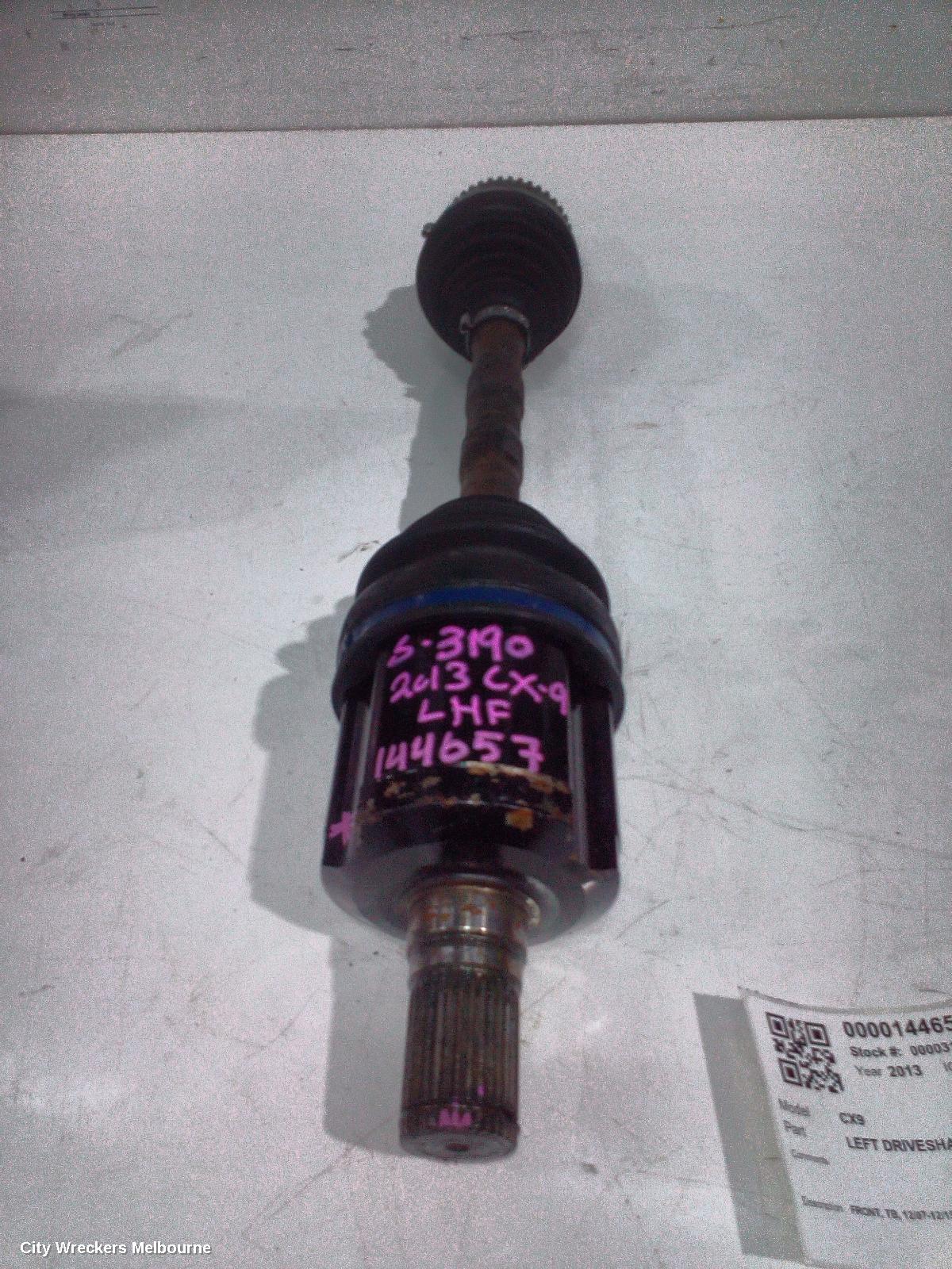 MAZDA CX9 LEFT DRIVESHAFT, FRONT, TB, 12/2007 - 12/2015