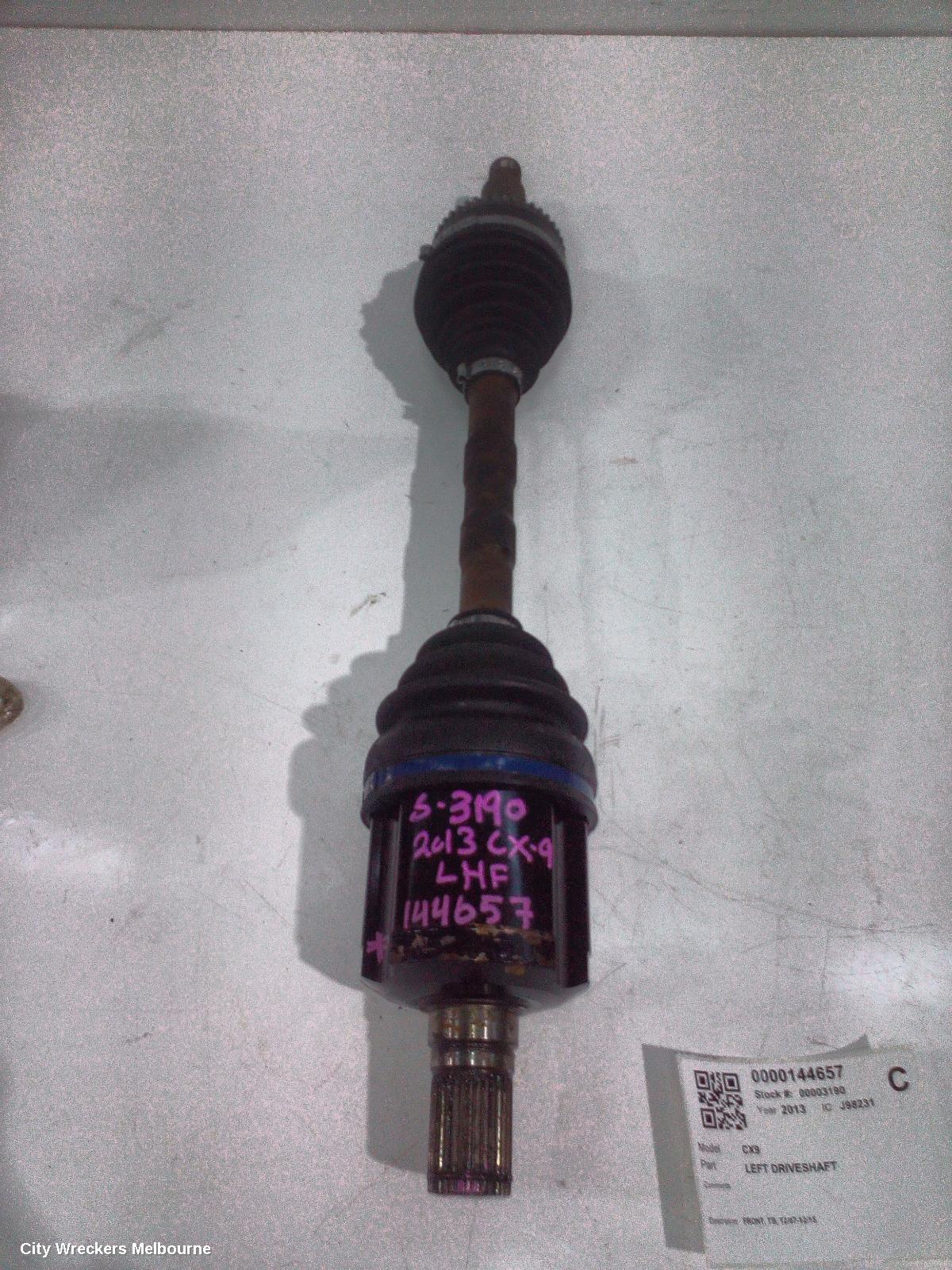 MAZDA CX9 LEFT DRIVESHAFT, FRONT, TB, 12/2007 - 12/2015