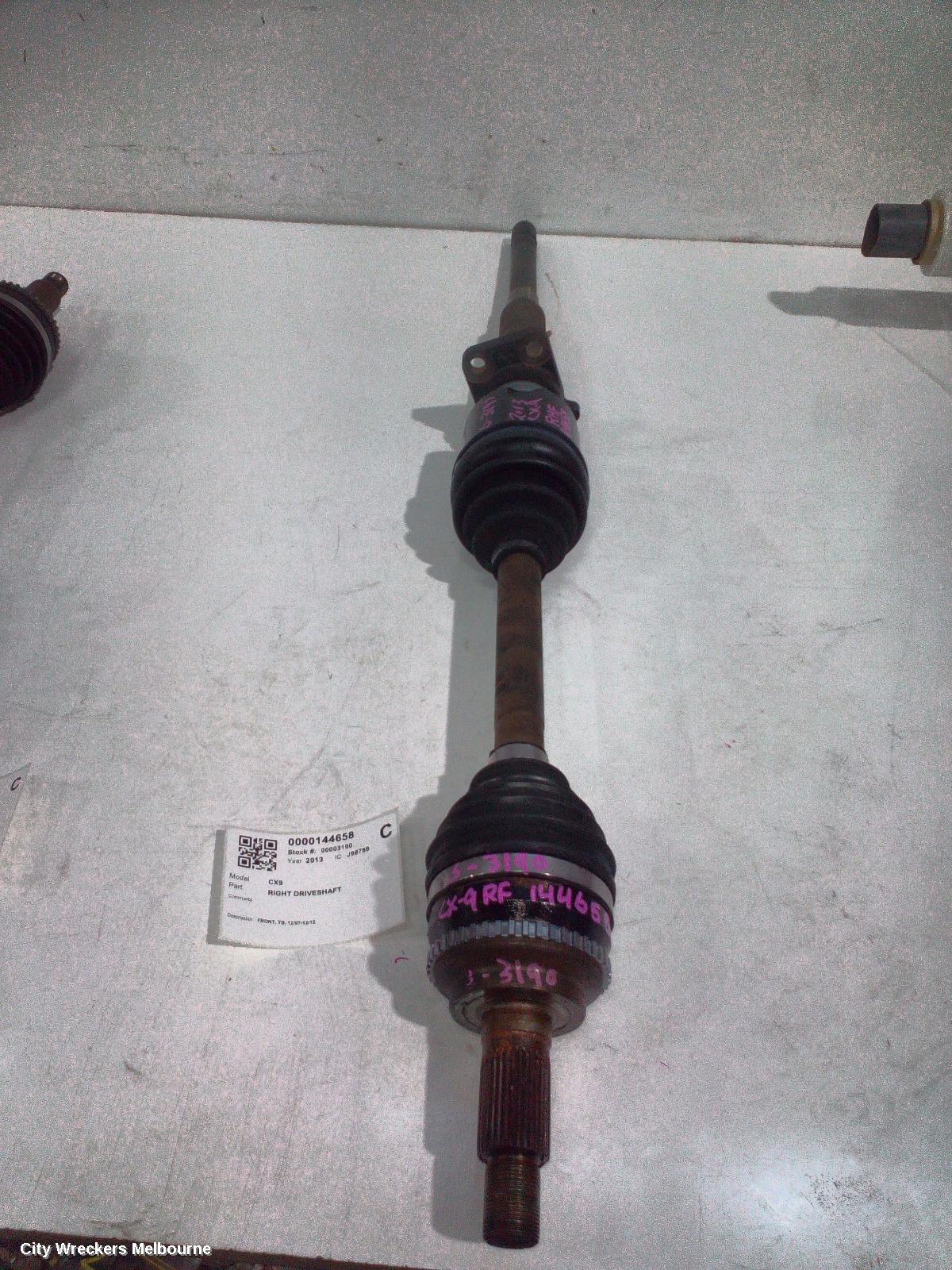 MAZDA CX9 RIGHT DRIVESHAFT, FRONT, TB, 12/2007 - 12/2015