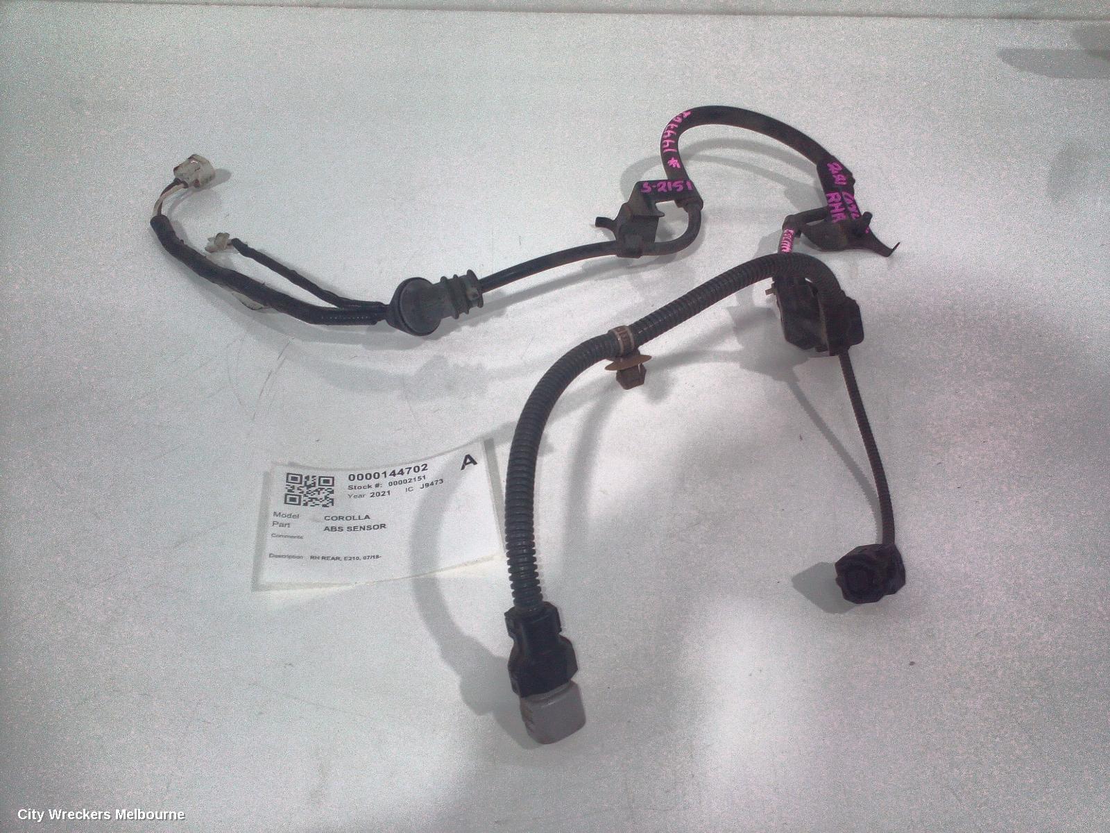TOYOTA COROLLA ABS SENSOR, RH REAR, E210, 07/2018 ONWARDS
