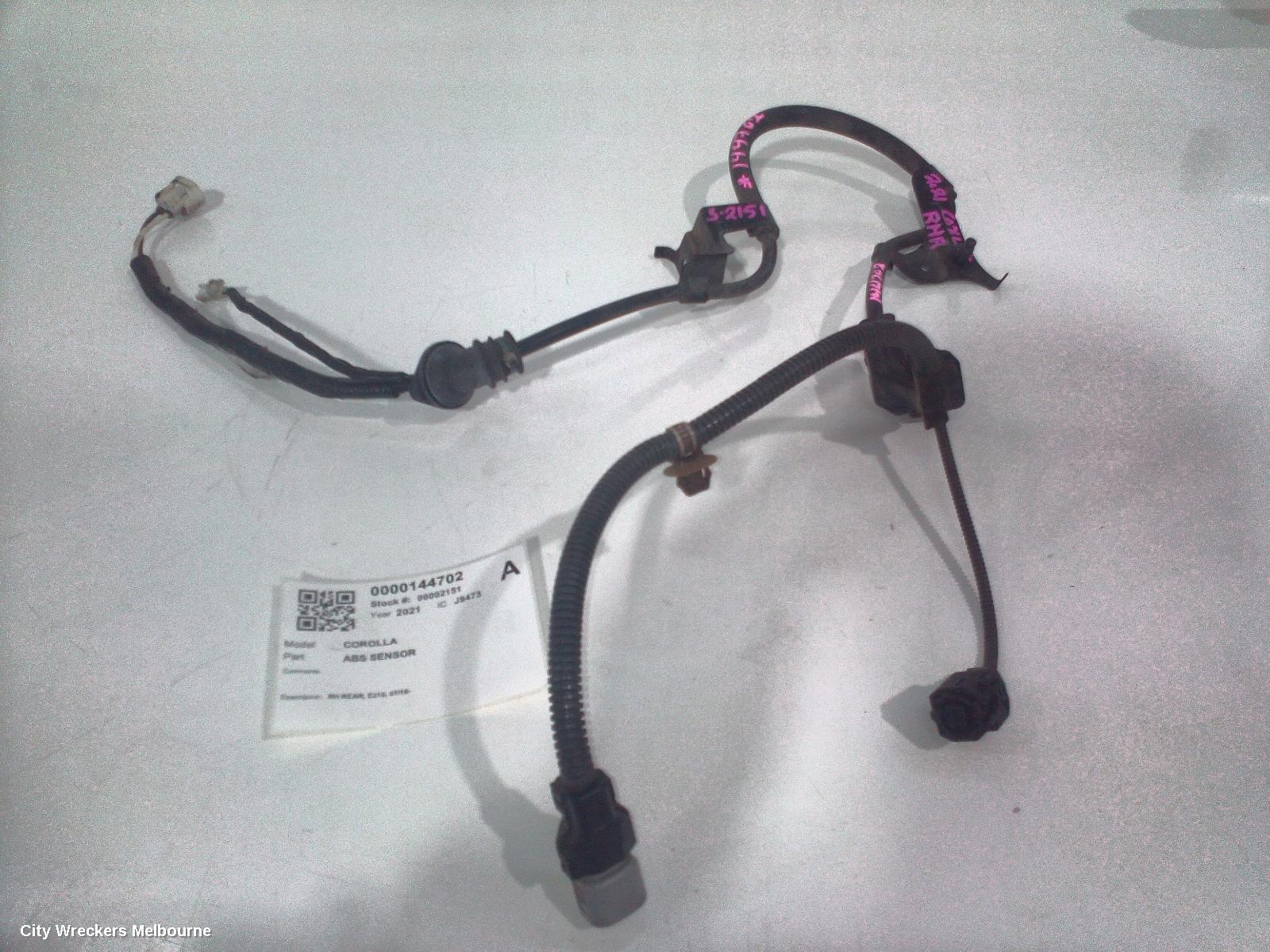 TOYOTA COROLLA ABS SENSOR, RH REAR, E210, 07/2018 ONWARDS