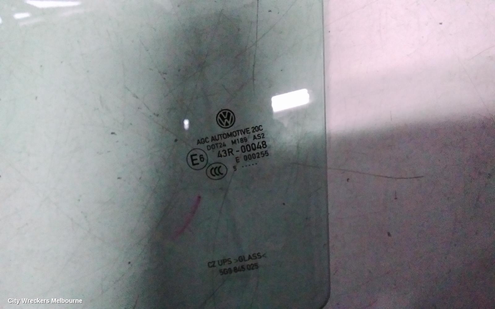 VOLKSWAGEN GOLF LEFT REAR DOOR WINDOW, GEN 7, WAGON, TINTED, 11/2012 - 08/2020