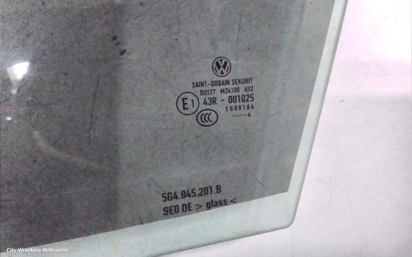 VOLKSWAGEN GOLF LEFT FRONT DOOR WINDOW, GEN 7, 5DR HATCH/WAGON, 11/2012 - 08/2020