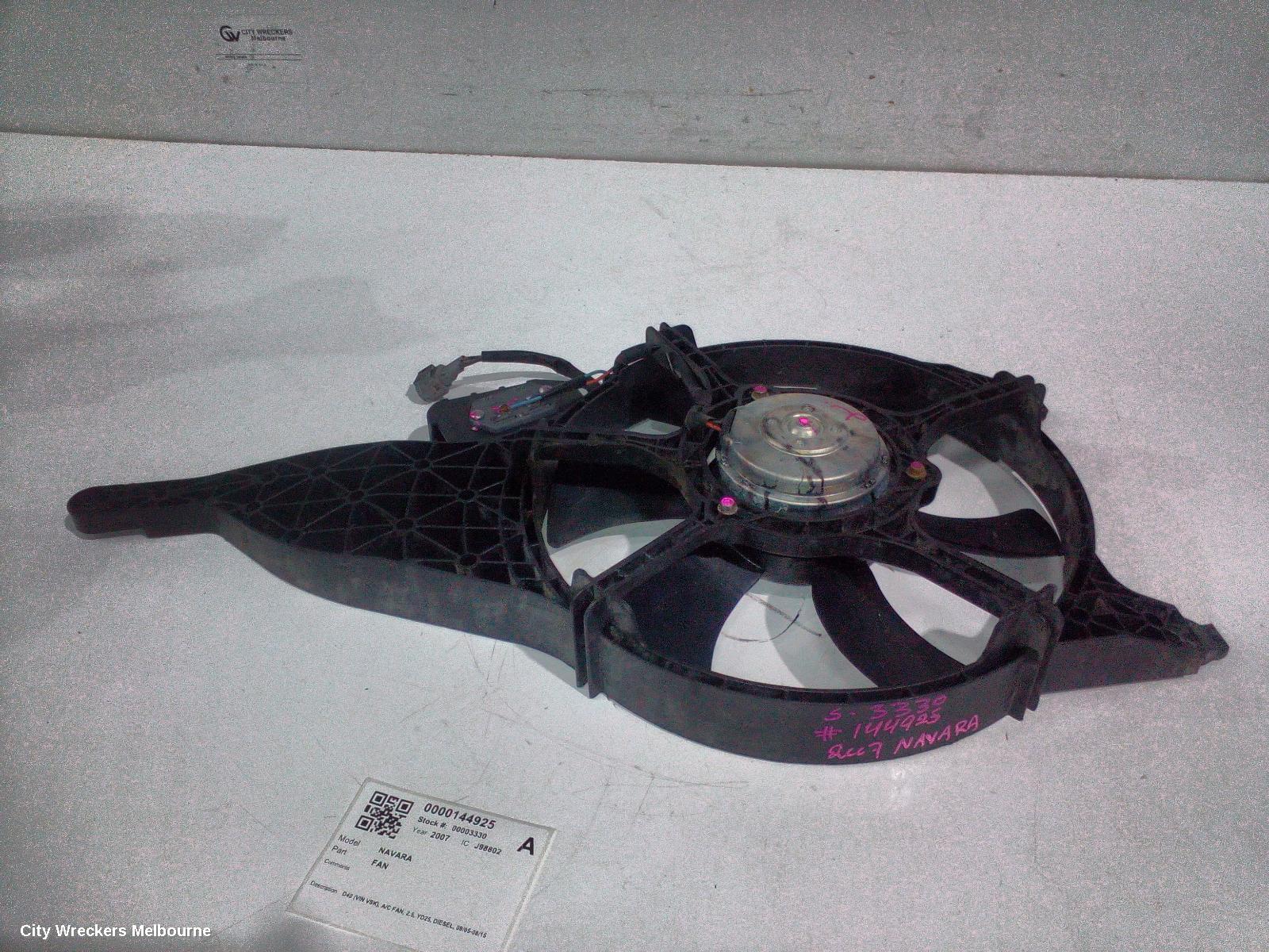 NISSAN NAVARA FAN, D40 (VIN VSK), A/C FAN, 2.5, YD25, DIESEL, 09/2005 - 08/2015