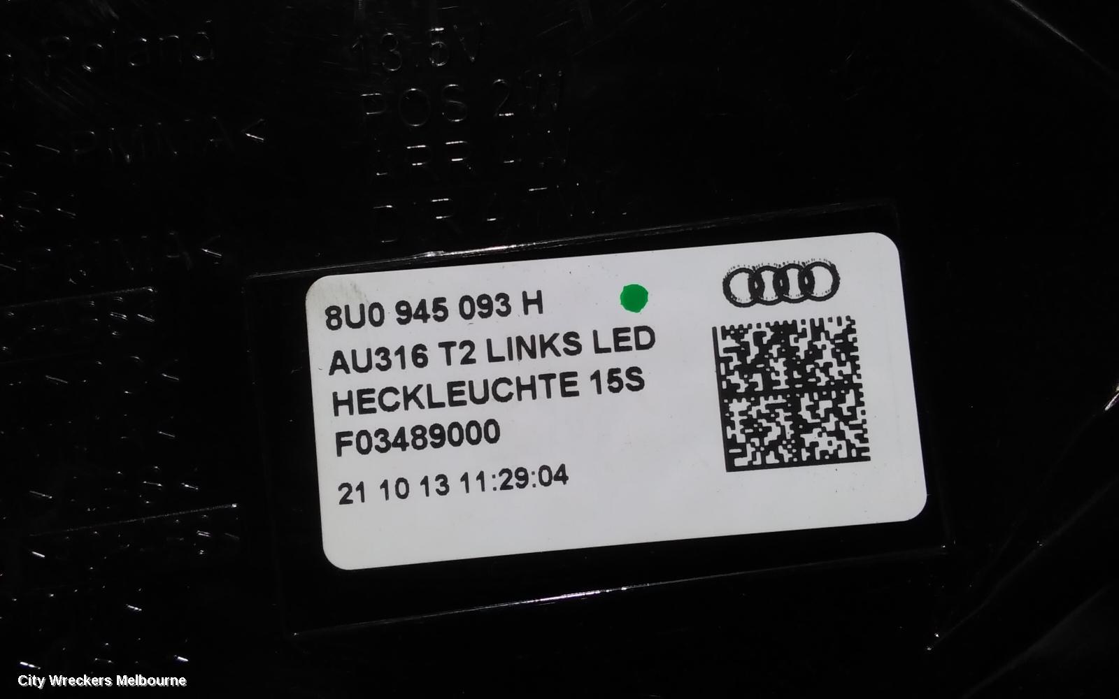 AUDI Q3 LEFT TAILLIGHT, IN TAILGATE, 8U, Q3/RSQ3, LED TYPE (10TH VIN DIGIT C,D,E), 03/2012 - 02/2015