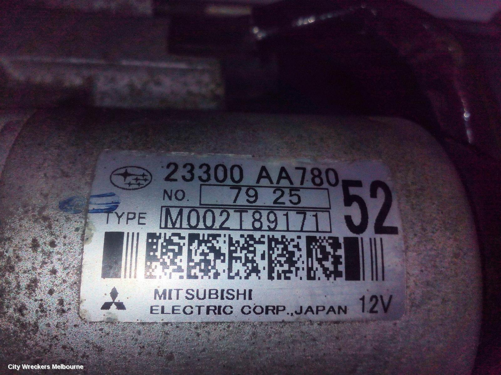 SUBARU OUTBACK STARTER, DIESEL, EE20, AUTO, CVT, 6 SPEED, 6TH GEN, 08/2014 - 12/2020